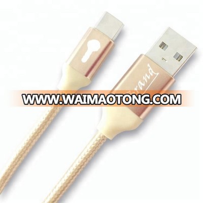 Phone Metal Laser Logo Data Transfer Usb c Cable Nylon Charging Plastic