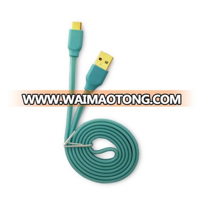 China Waimaotong wholesale Only Charging Gold Connector Tpe Flexible Green Type-c Cable